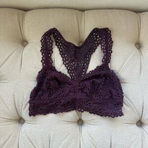 Aerie Lace Bralette - Purple / Maroon, Size Small
